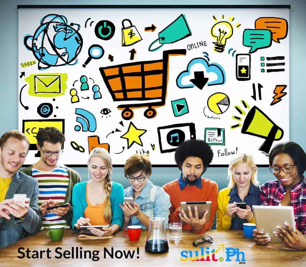 A group of people utilizing a shopping cart.