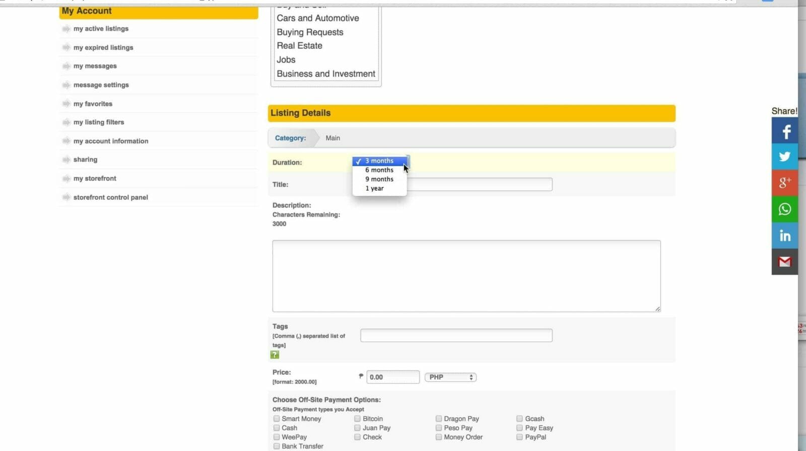 A screen shot of a web page with a yellow button displaying "How to Post on Sulit".