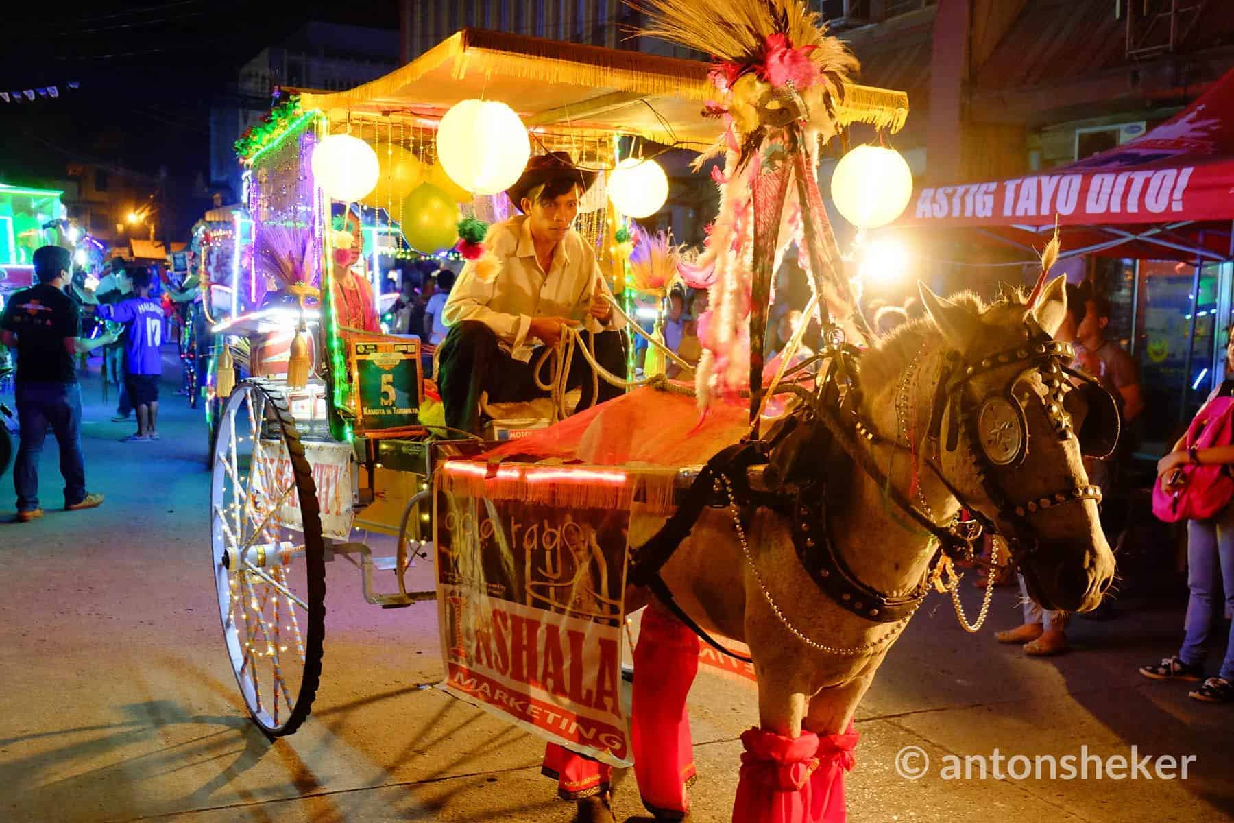A horse drawn carriage participating in Iligan's Kasadya sa Tartanilya – Night Rider Contest 2015.