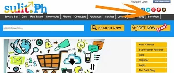 Sulit Ph website screen shot for online store opening.