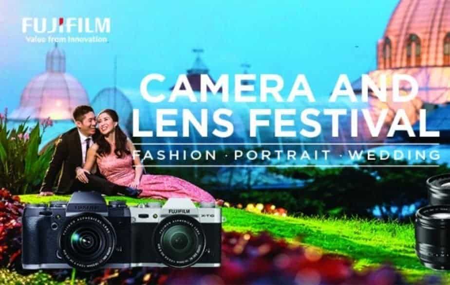 Fuji camera and lens festival wedding portrait featuring authorized dealers in the Philippines and a sale on FujiFilm digital cameras.