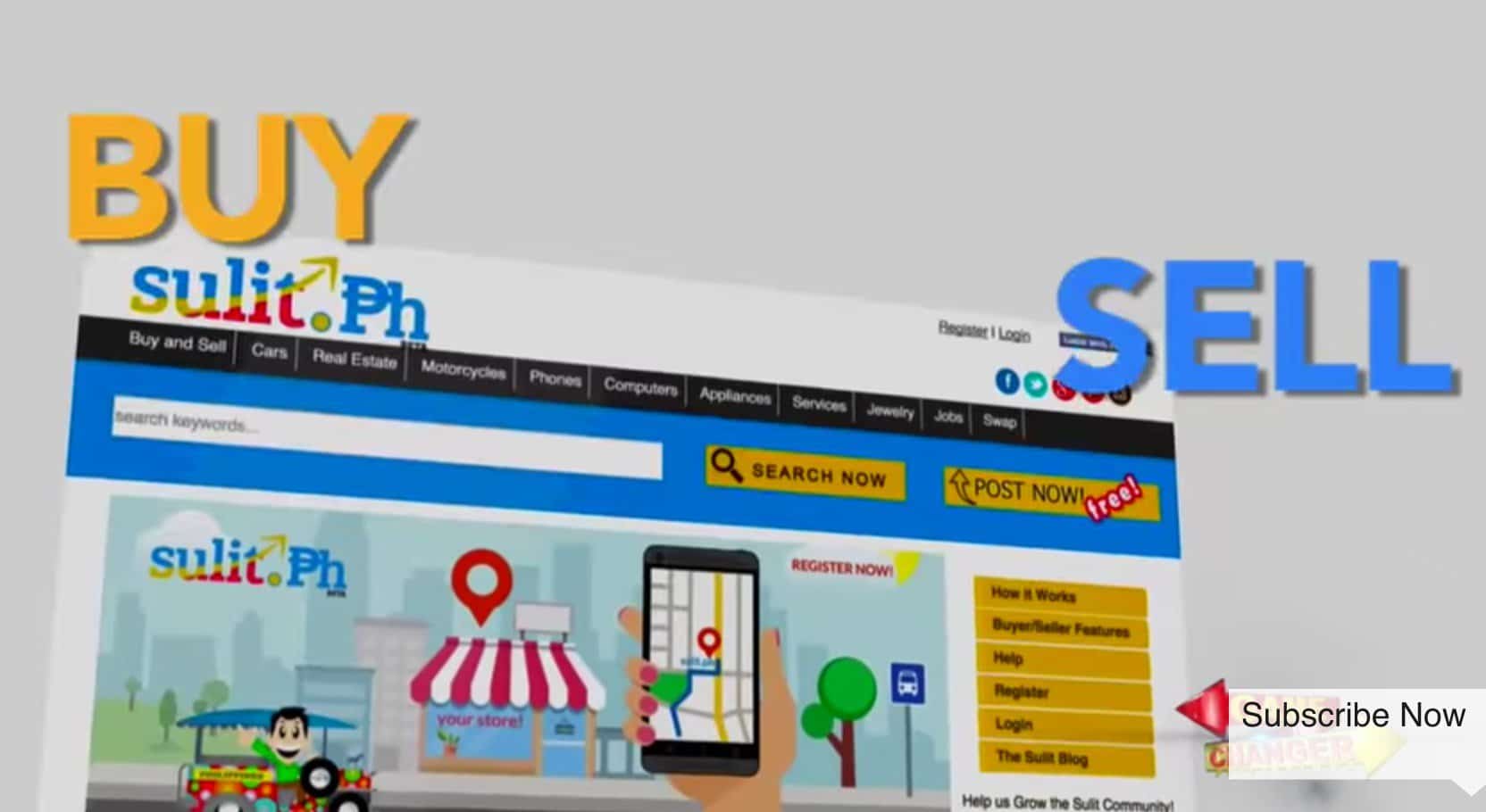 An online shopping website with a buy smilep and sell feature, incorporating Sulit.PH and Lazada.com.ph.