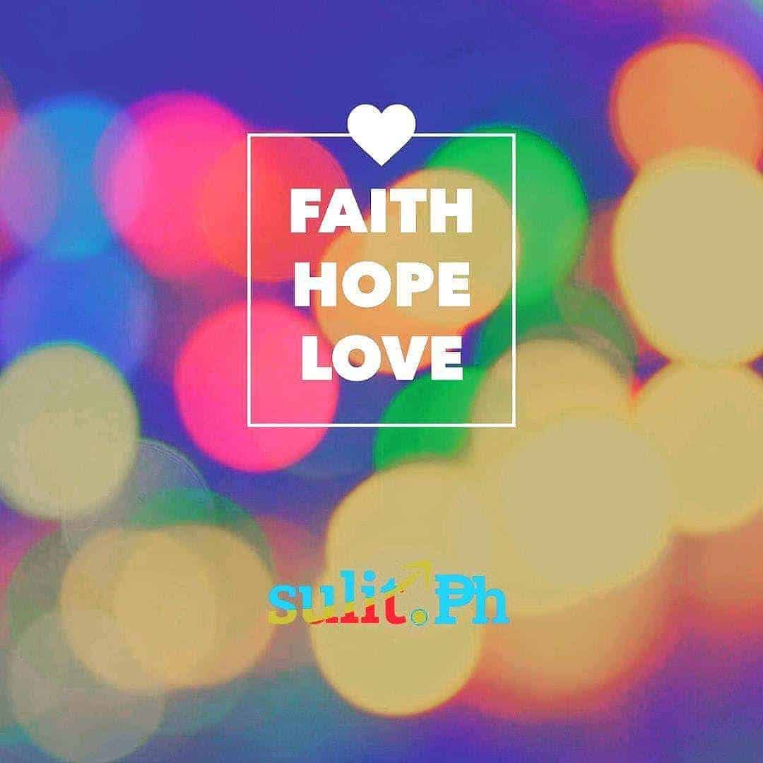 The words hope and love on a vibrant background.