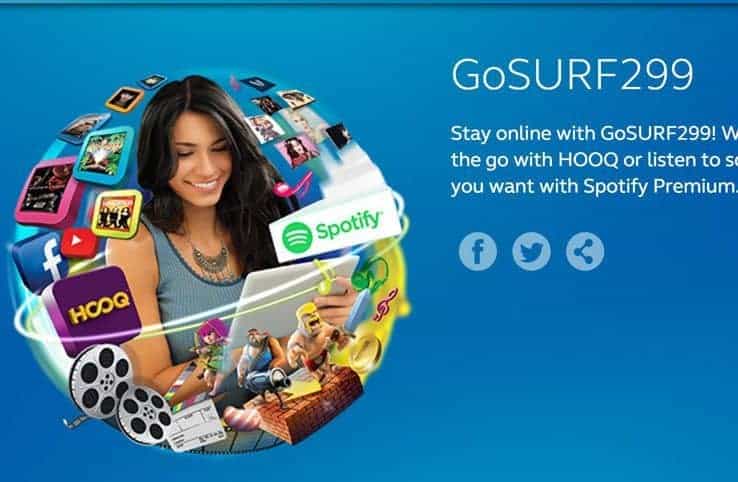 Globe's Gosurf 199 - a woman multitasking with a laptop and a tablet.