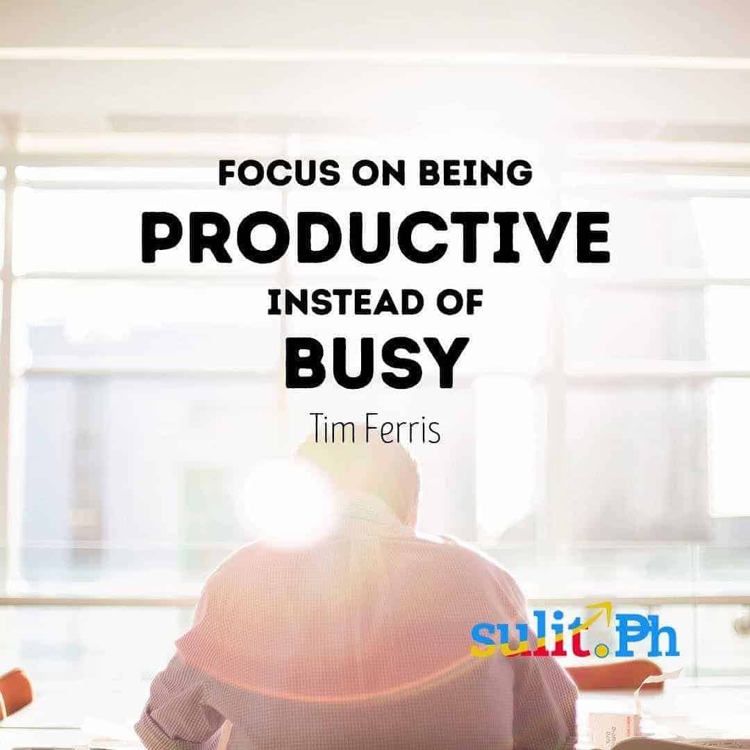 A man sitting at a desk with the keywords "focus" and "productive".