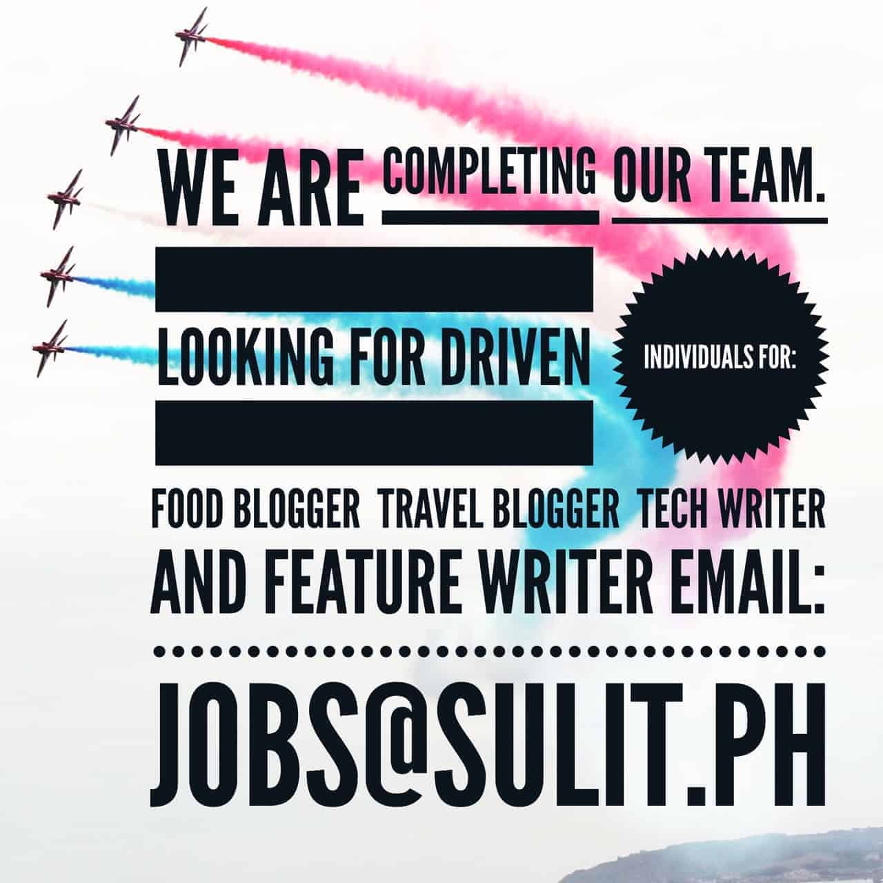 Technology writers and bloggers in the Philippines are welcome to apply for jobs at Sulit, focusing on topics related to food and travel.