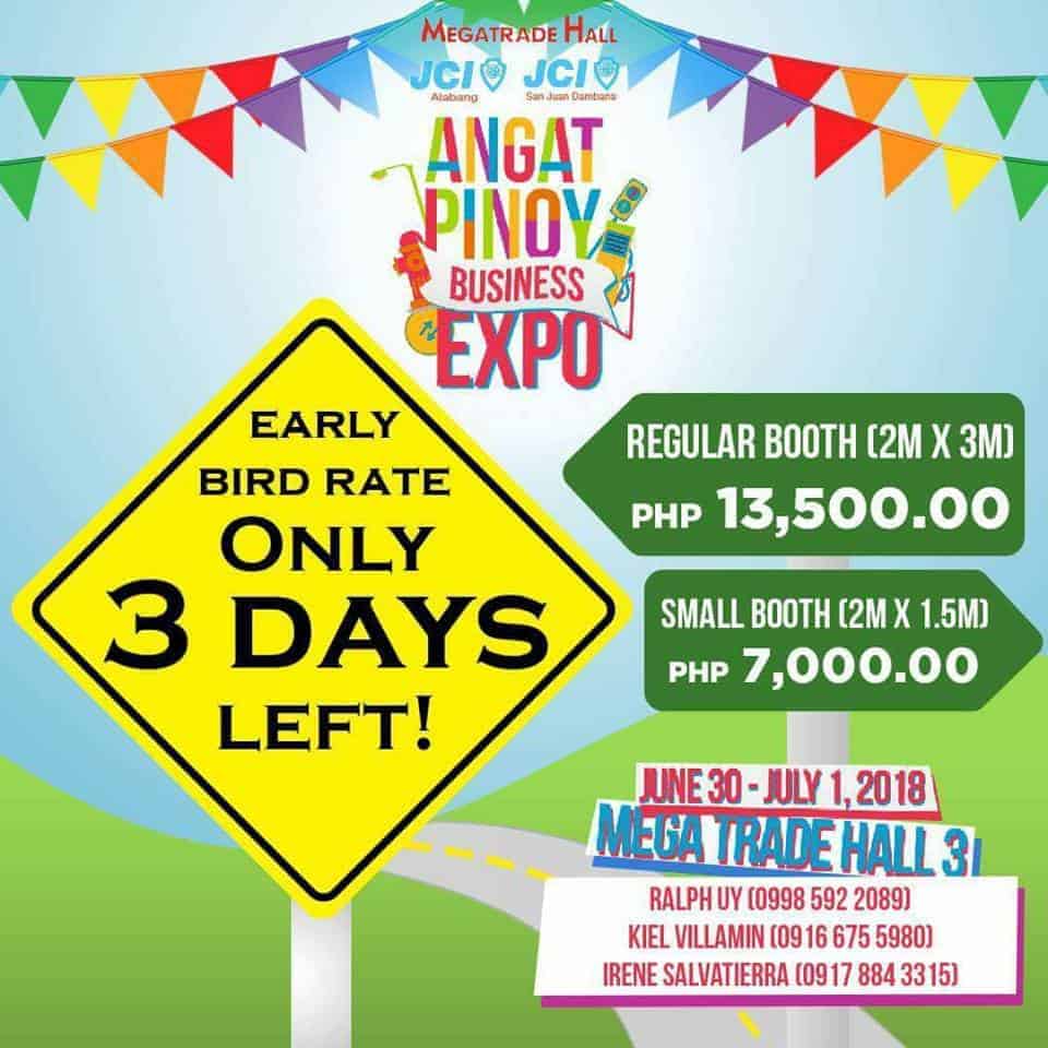 Anang Philippines BUSINESS EXPO flyer showcasing the Angat Pinoy event.