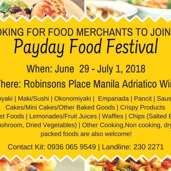 A flyer for the annual food festival celebrating payday.