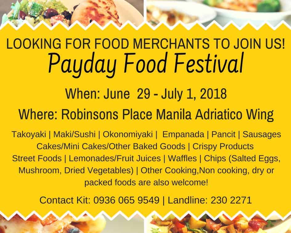 A flyer for the annual food festival celebrating payday.