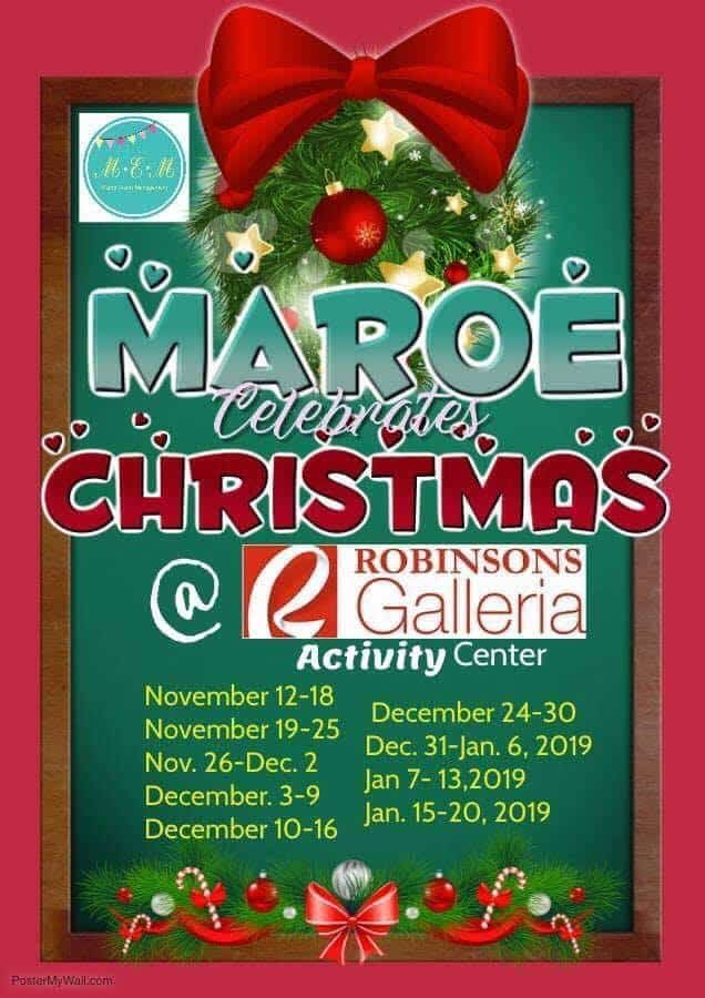 MAROE celebrates Christmas with a flyer at the gallery center.