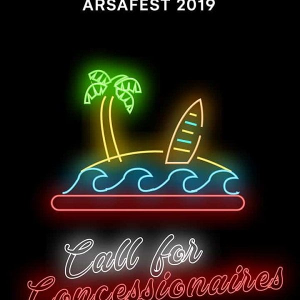 A neon sign displaying the event title 'ARSAFest 2019'.