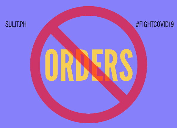 A sign with the word 'orders' conveying a message about a new bill penalizing customers cancelling food delivery orders.