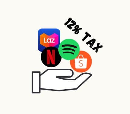 A hand holding an icon with the words 12% tax approved for Netflix.