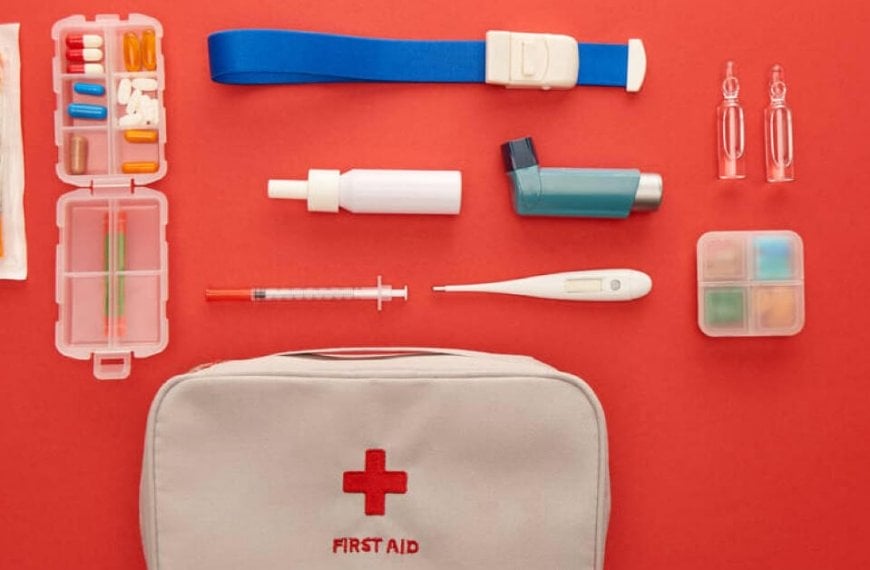 First aid kit with emergency hotlines in the Philippines for immediate assistance.
