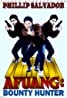 Vintage movie poster for "Afuang: Bounty Hunter" featuring three identical men in action poses, holding guns. The title, reminiscent of Vivamax's bold style, is in striking red and yellow at the bottom. Philip Salvador's name stands out prominently at the top against the plain white backdrop.