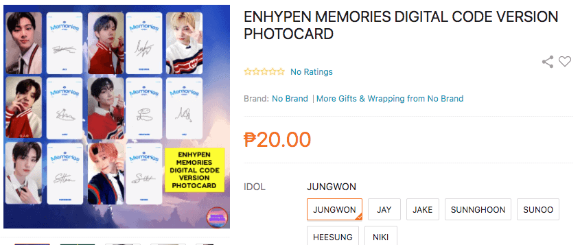 ENHYPEN MEMORIES DIGITAL CODE PHOTOCARD