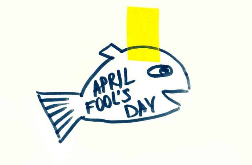 A drawing of a fish celebrating April Fool's Day.