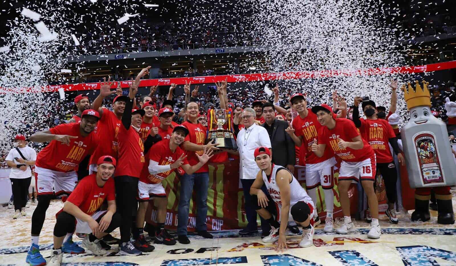 Barangay Ginebra triumphs with confetti, ruling PBA Governors' Cup again.
