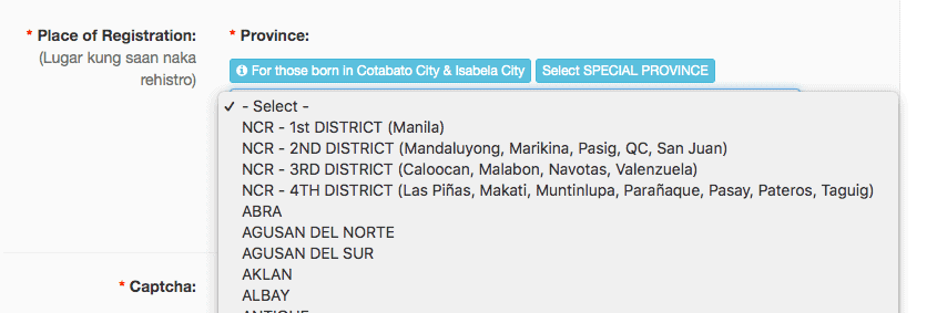 place of registration comelec