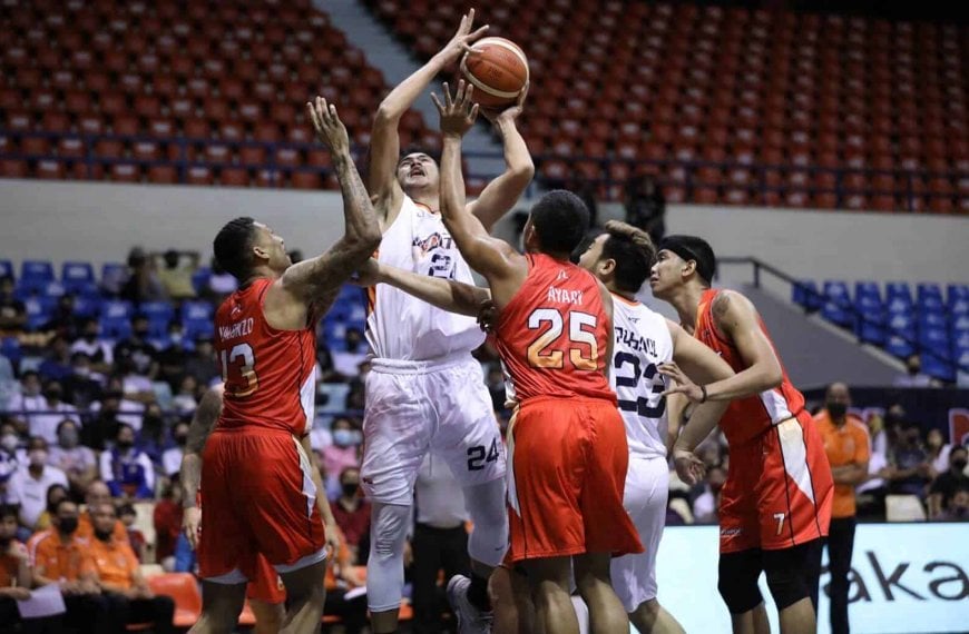 A group of basketball players from Meralco thumps NorthPort to move up in PBA Philippine Cup standings.