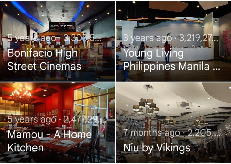 a series of photos showcasing various restaurants in the philippines.