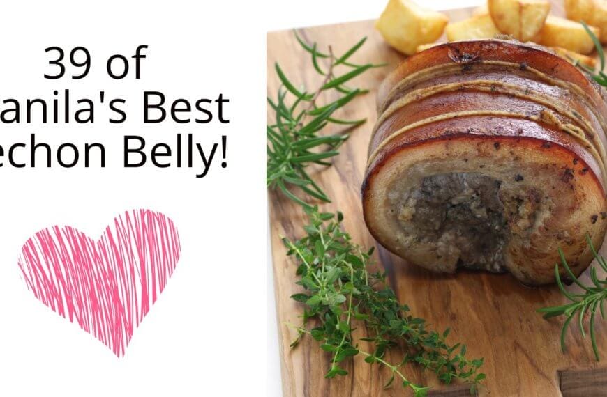 feast on 39 of manila's crispiest lechon belly, a succulent roast pork delight.