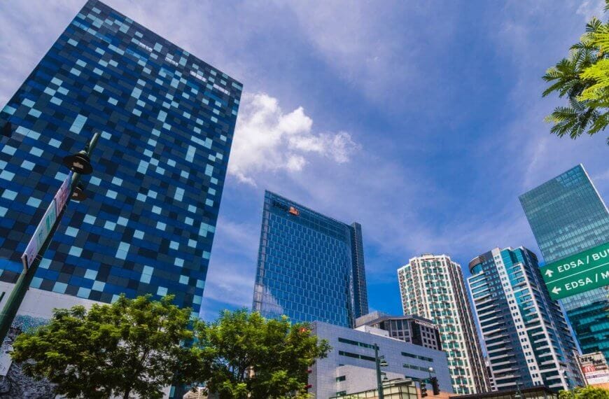 The skyline of BGC with top condominiums and trees.