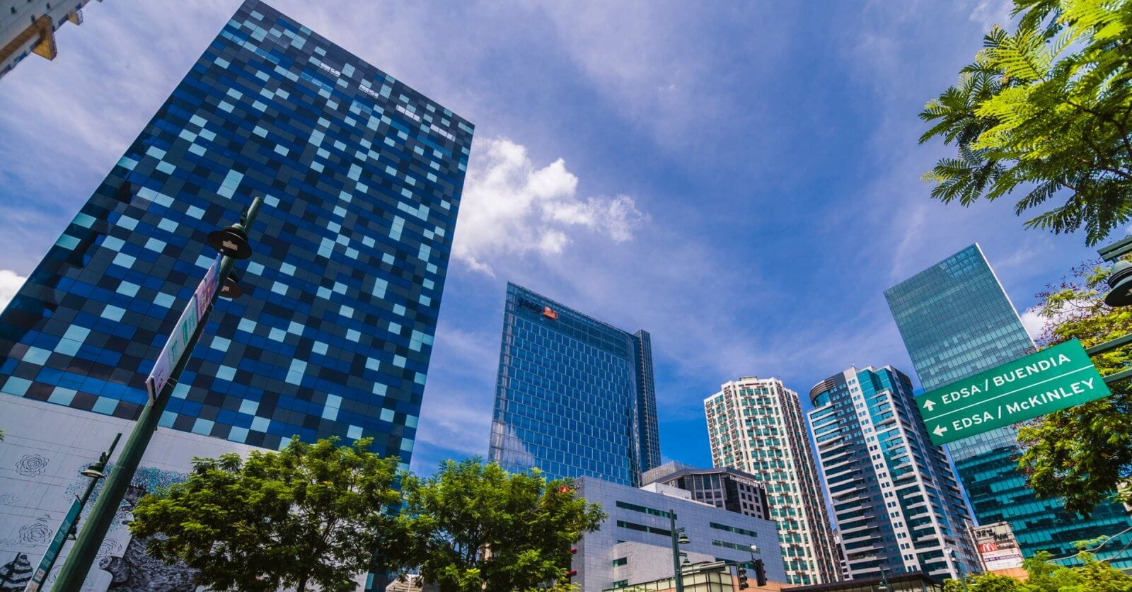 The skyline of BGC with top condominiums and trees.