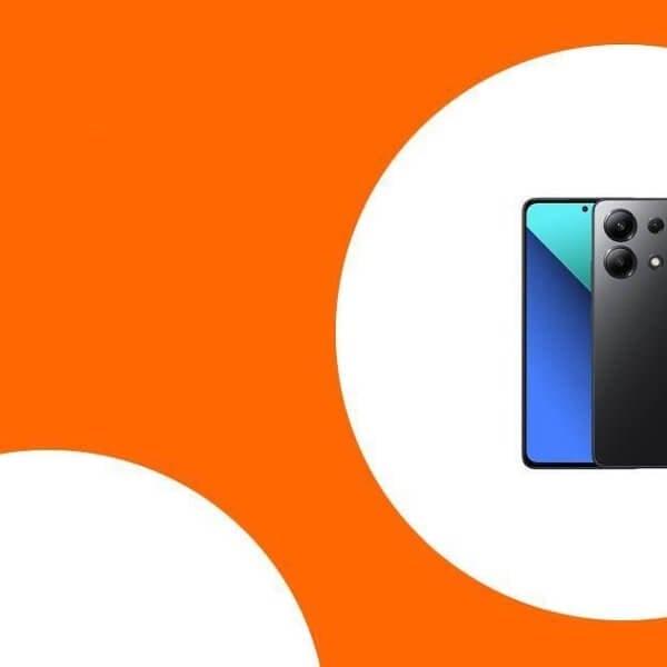 Xiaomi phone with three rear cameras on an orange and white background, perfect for Summer 2025 in the Philippines.