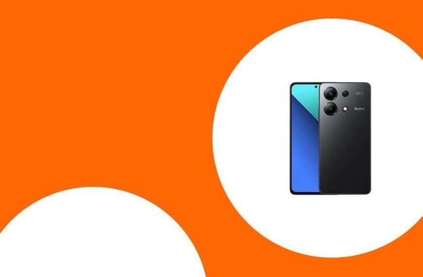 Xiaomi phone with three rear cameras on an orange and white background, perfect for Summer 2025 in the Philippines.